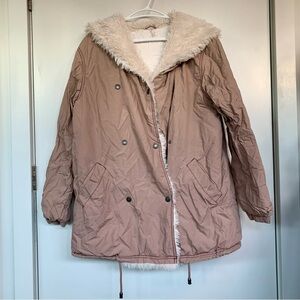 Free People Hooded Jacket with Faux Fur Lining
